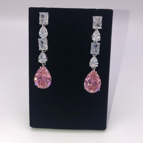 Pink Sapphire Multi-Stone Dangle Earrings - Picture 5 of 11